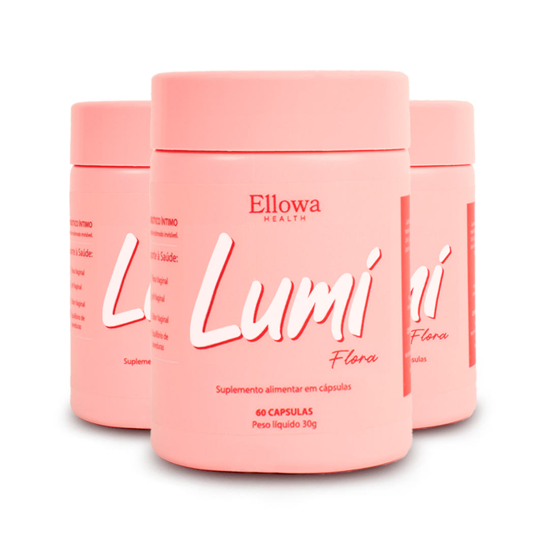 Kit 3 Lumi Flora Ellowa Health — tratamento completo flora vaginal 90 dias